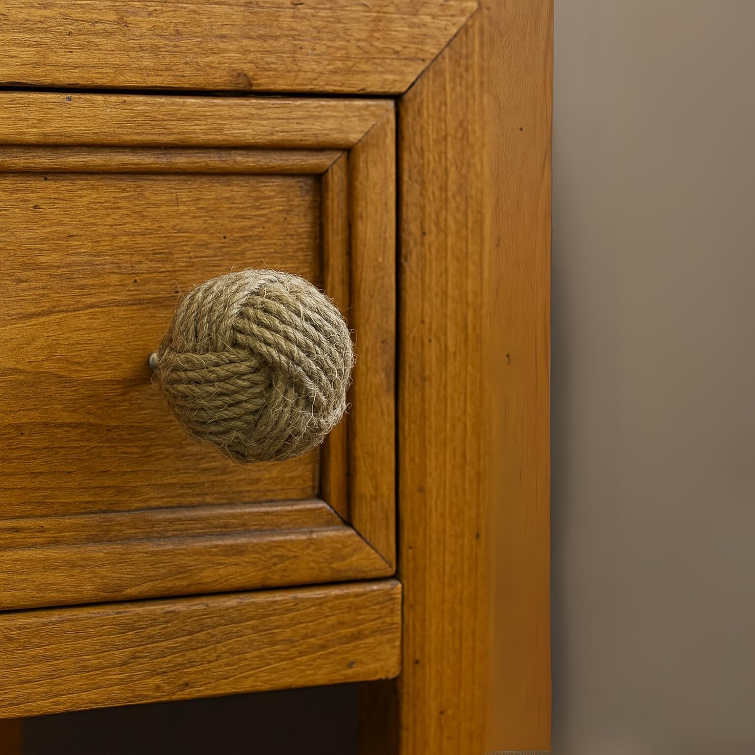 Antique Jute Rope Door Knobs - Pull and Push Handle Knobs for Cabinets, Wardrobes & Cupboards - Nautical Handmade Jute Ropes Door Knobs/Rope Knot Drawer Pulls - Home Decor Gifts. (Set of 12)