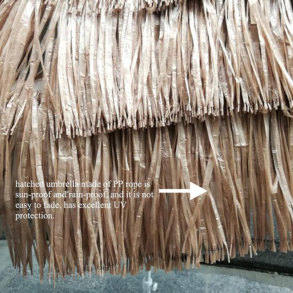 Sombrilla de rafia con base, diámetro de 160 cm, sombrilla de paja para exteriores con función de inclinación, sombrilla de playa hawaiana para jardín, mercado residencial