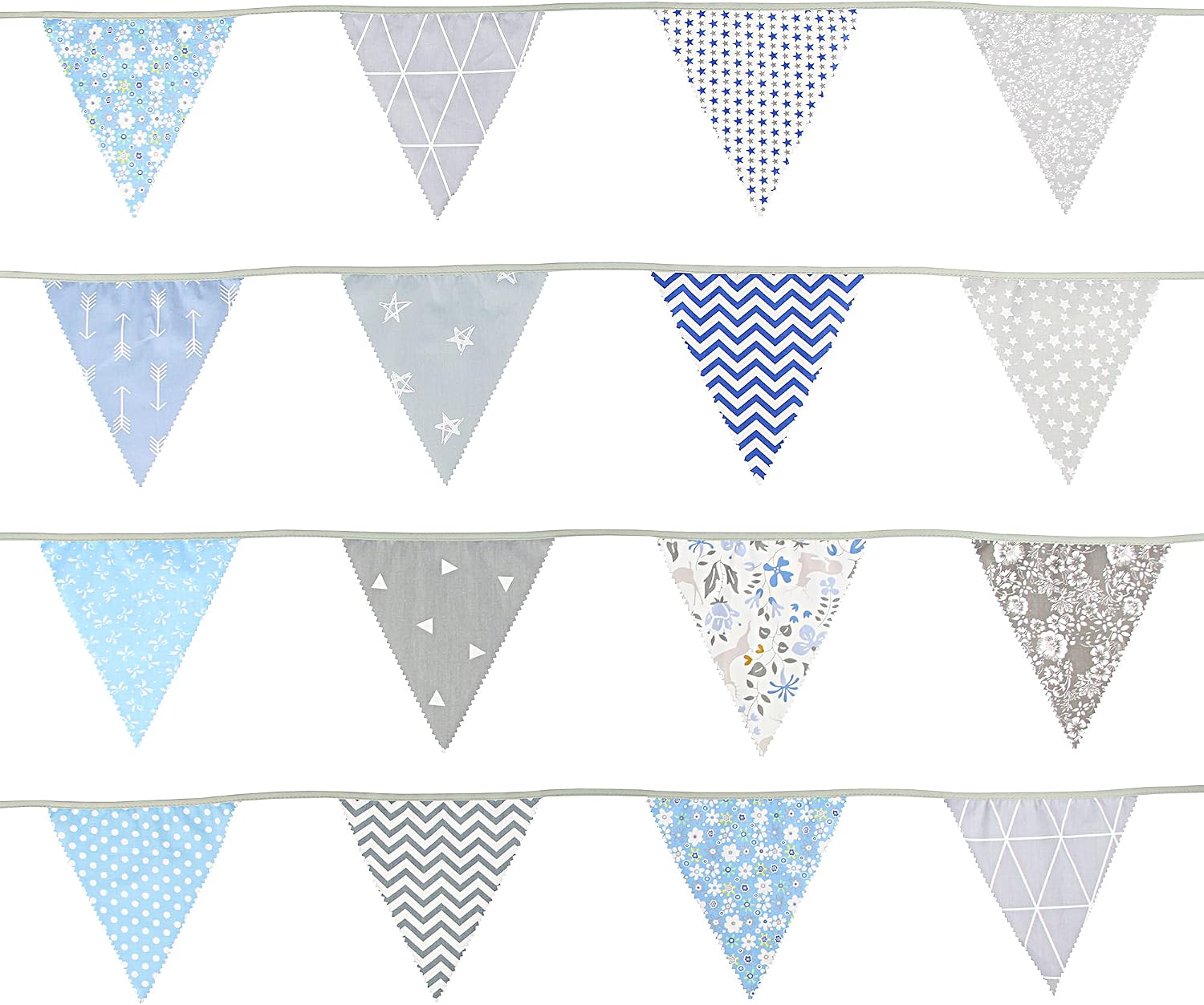 G2PLUS 12M Gray Floral Bunting, 42PCS Fabric Bunting Garland - Image 4