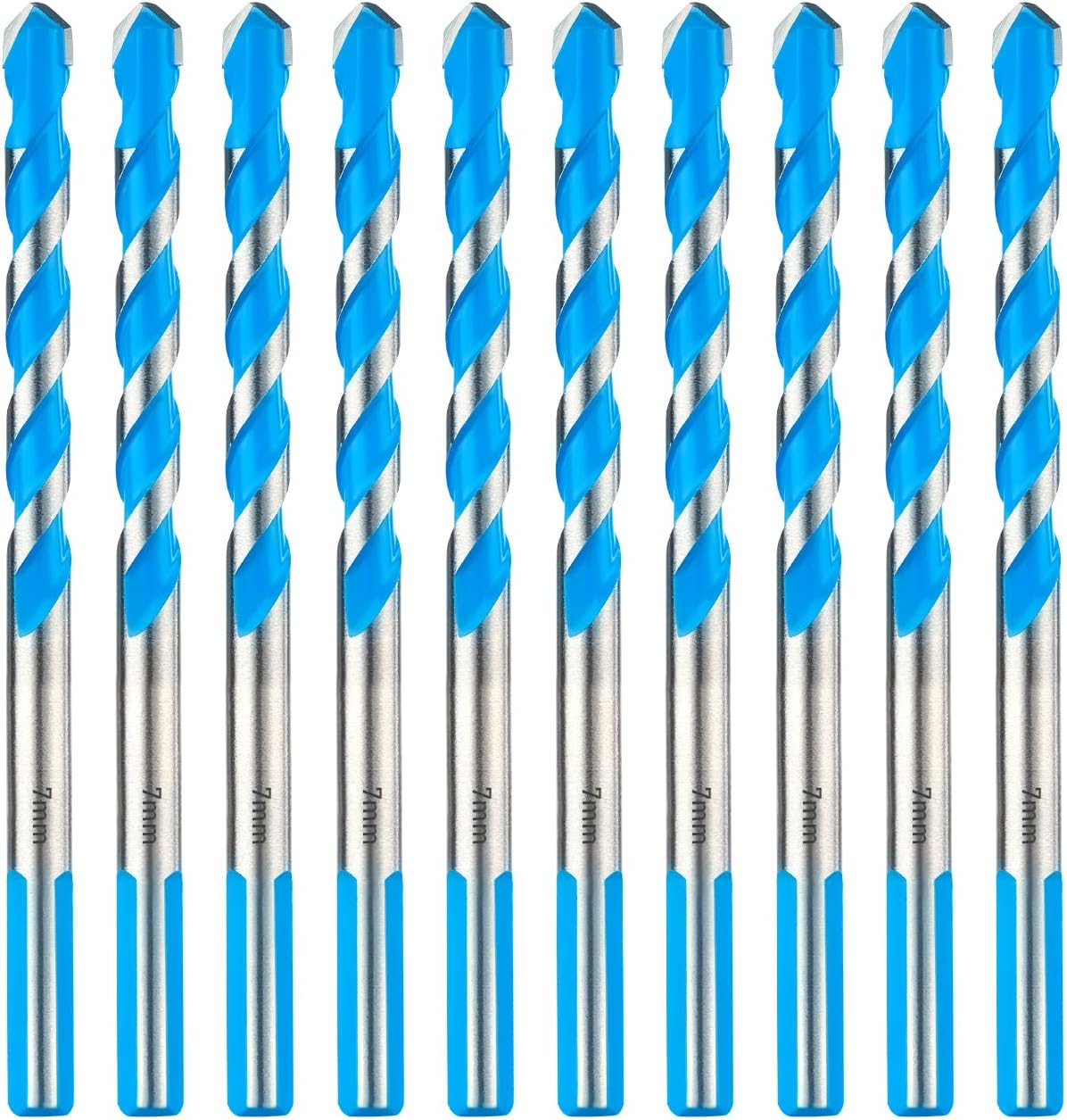 Toolant 7mm Carbide Masonry Drill Bit Set, Shockproof Hammer Drill Bit Set for Concrete/Tile, Industrial Strength - Box of 10
