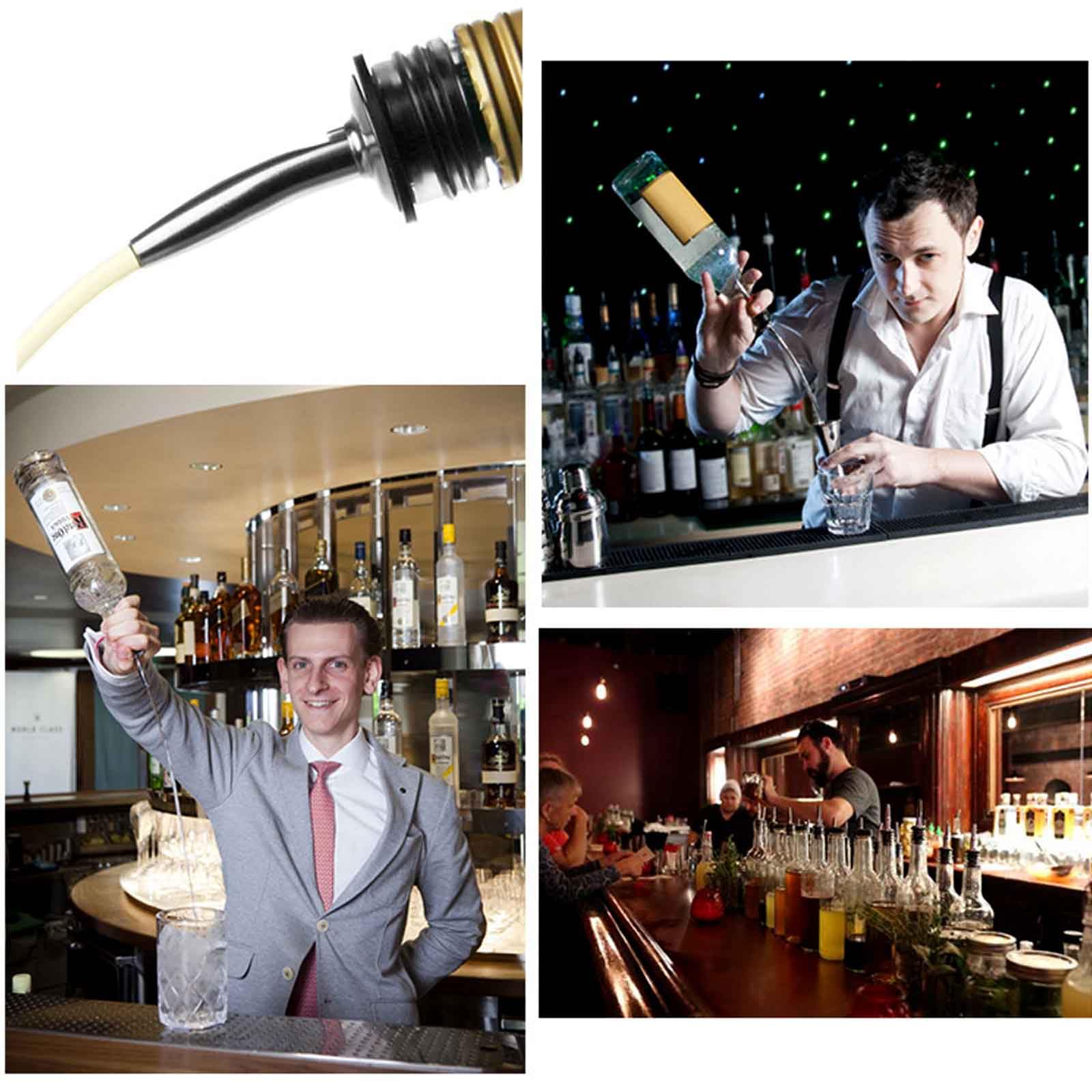 15 piezas de acero inoxidable vertedor de botellas de flujo libre, vertedor de licor, botella de licor de licor, vertedor de velocidad, boquilla cónica para botellas de aceite de oliva, café,