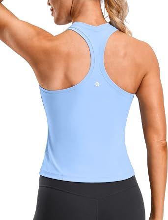 SANTINY Workout Tank Tops for Women Racerback Yoga Gym Tennis Running Athletic Tops Scoop Neck Tight Sleeveless Shirts