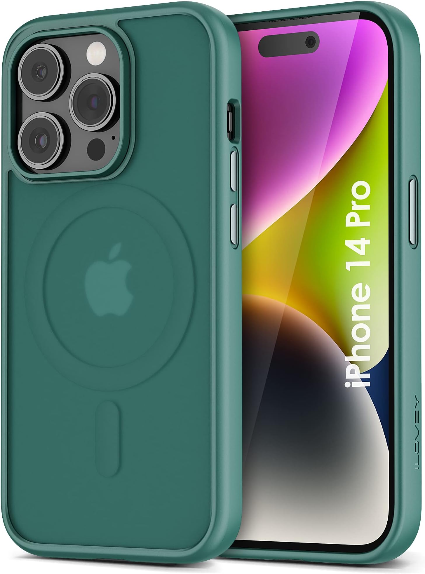 ILOVEY Magnetic Case Cover for iPhone 14 Pro, [Compatible with MagSafe] Translucent Matte Case Anti-Fingerprint Anti-Scratch Protective for iPhone 14 Pro 6.1Inch Phone Cover Case (Green)