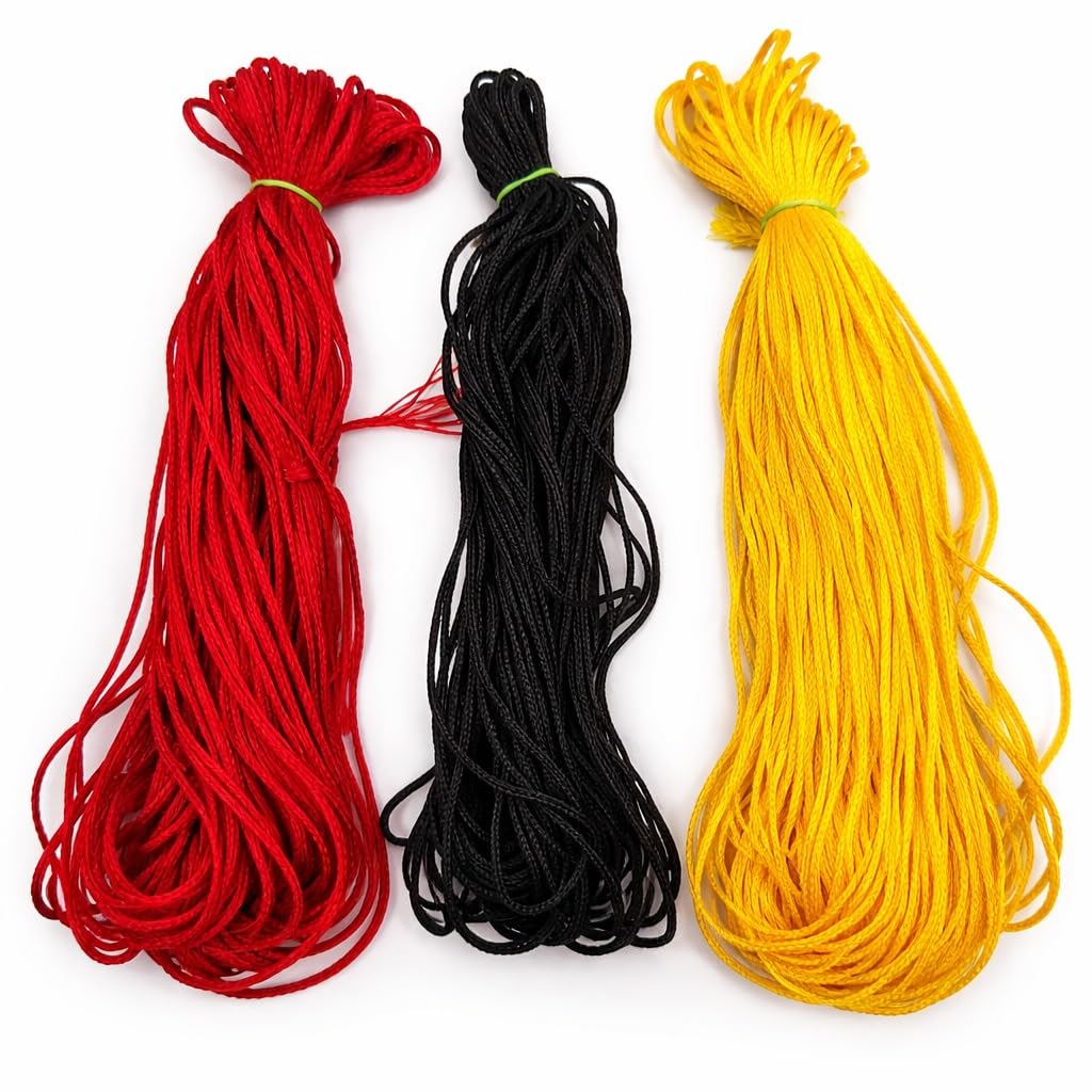 Red Black Yellow Silk Nazar Dhaga 20 Meter Each Combo | Pooja Holy Raksha Sutra Mauli Kalawa Thread for Rituals & Protection-image-28
