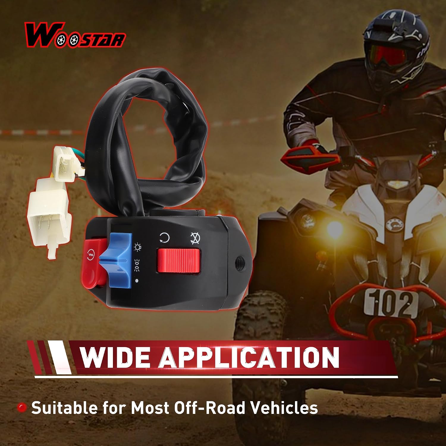 WOOSTAR 6 Wire 3 Function Right Handle Switch Replacement for 50cc 70cc 90cc 110cc 125cc Scooter Motorcycle