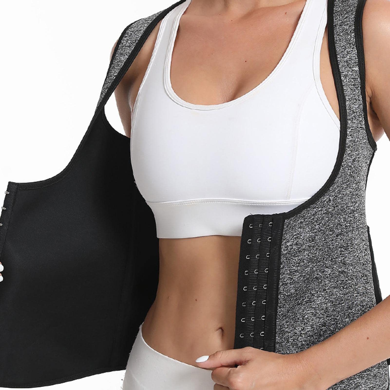 Damska kamizelka trenera talii,Cincher Gorset Fajas Potrójne pasy Tank Top Zipper Vest | Oddychaj?ca elastyczna wyszczuplaj?ca bielizna modeluj?ca si?owni?, ?, bieganie, taniec, jazd? Pologmase