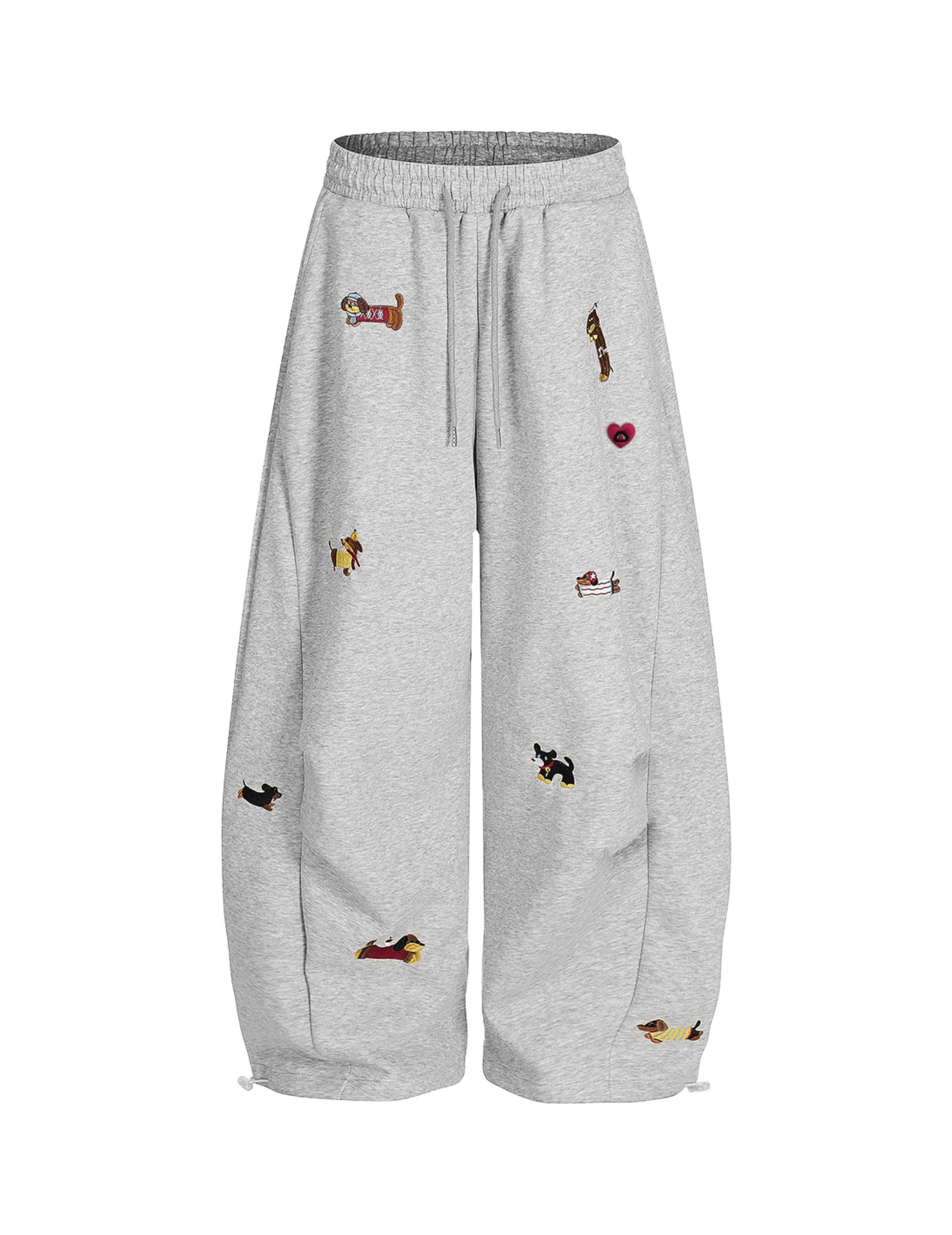 Aelfric Eden Embroidery Puppy Baggy Barrel Sweatpants Casual Y2K Elastic Drawstring Unisex Wide Leg Pants Lantern Trouser