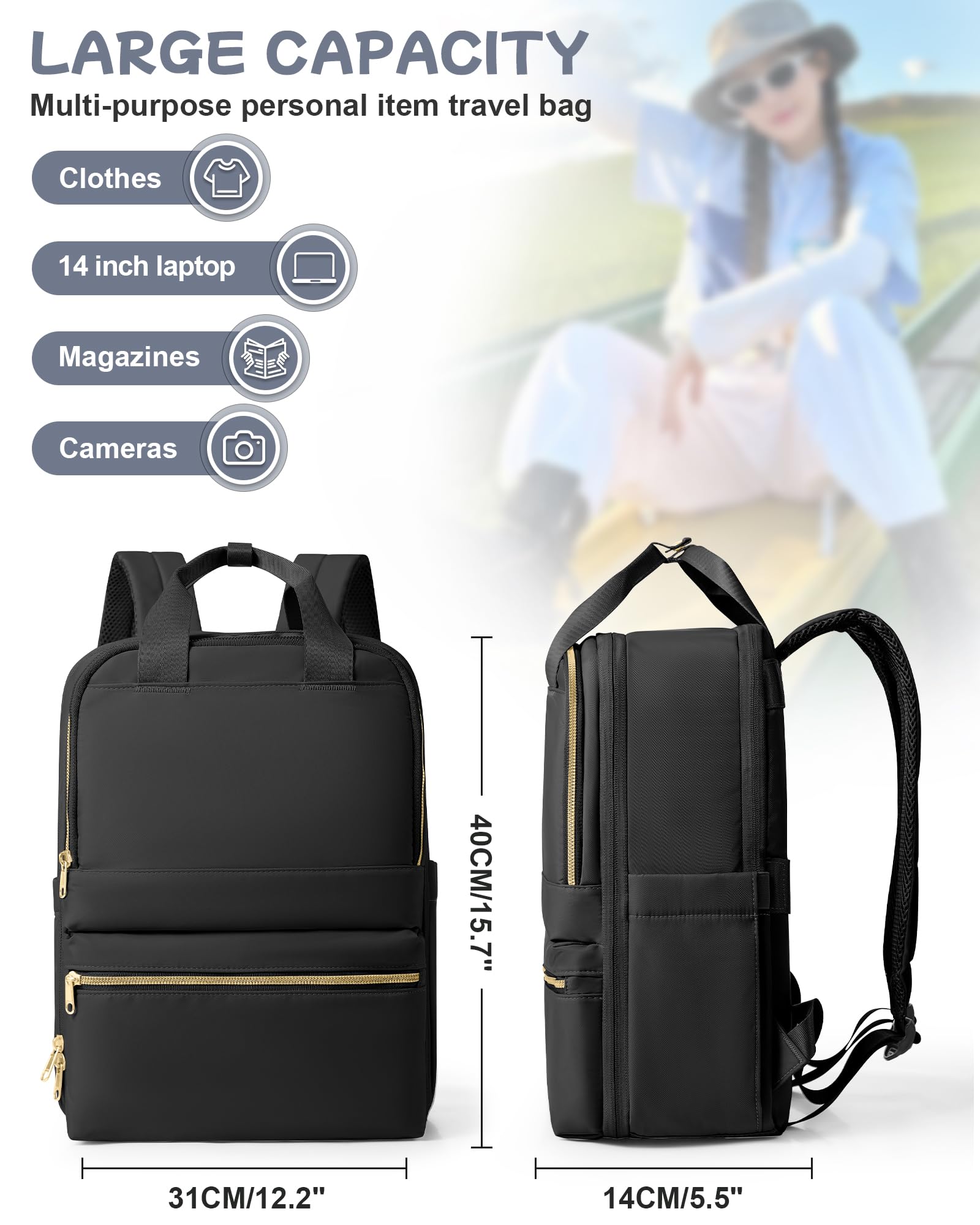 bergsalz Nero Zaino Donna Uomo Zaino Sportivo Impermeabile Zaino Da Palestra Con Scomparto per Tasca Umida Zaino Da Viaggio Aereo Bagaglio A Mano Zaino Fitness Casual
