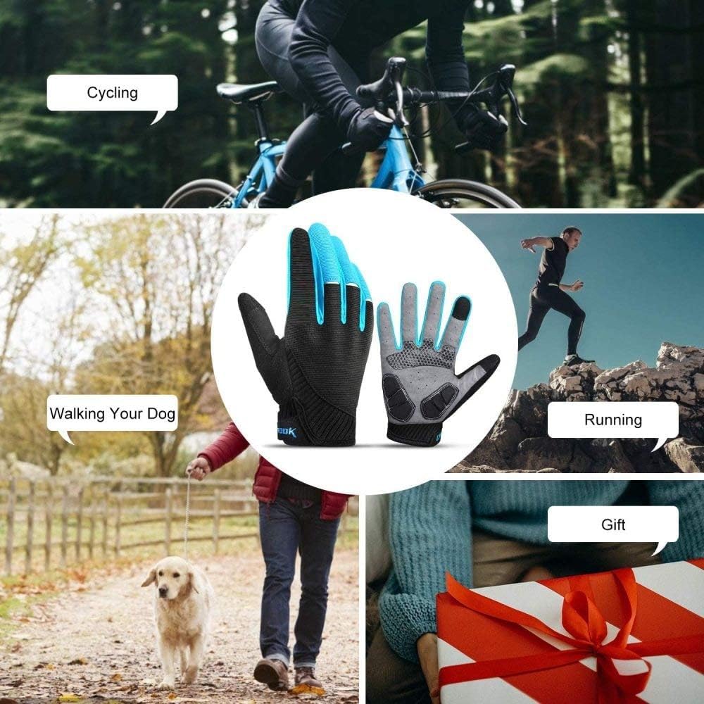 Guantes de Ciclismo con Dedos completos, Coloridos Guantes de Ciclismo con Dedos completos, Guantes de Bicicleta de montaña con Almohadilla, Guantes Antideslizantes Que absorben los Golpes,