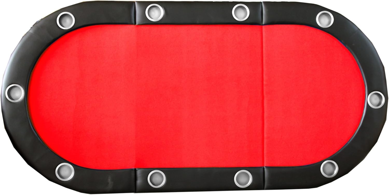 Folding Poker Table Top for 10 Players Tri Fold Texas Holdem BlackCasino Game Tabletop Red