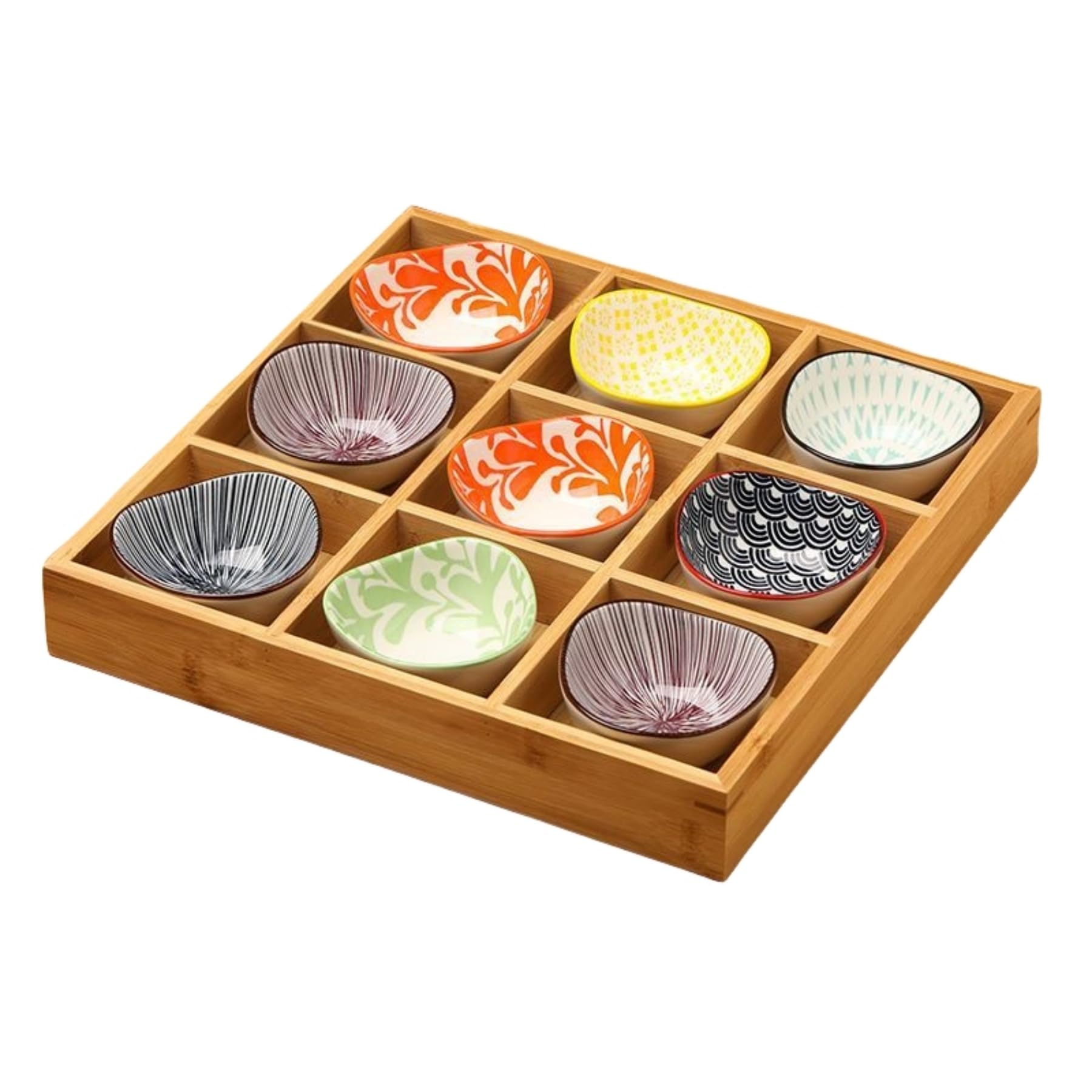 Amazon | FLYILIA 豆皿 小皿 セット 仕切りトレー 竹製 トレイ トレー