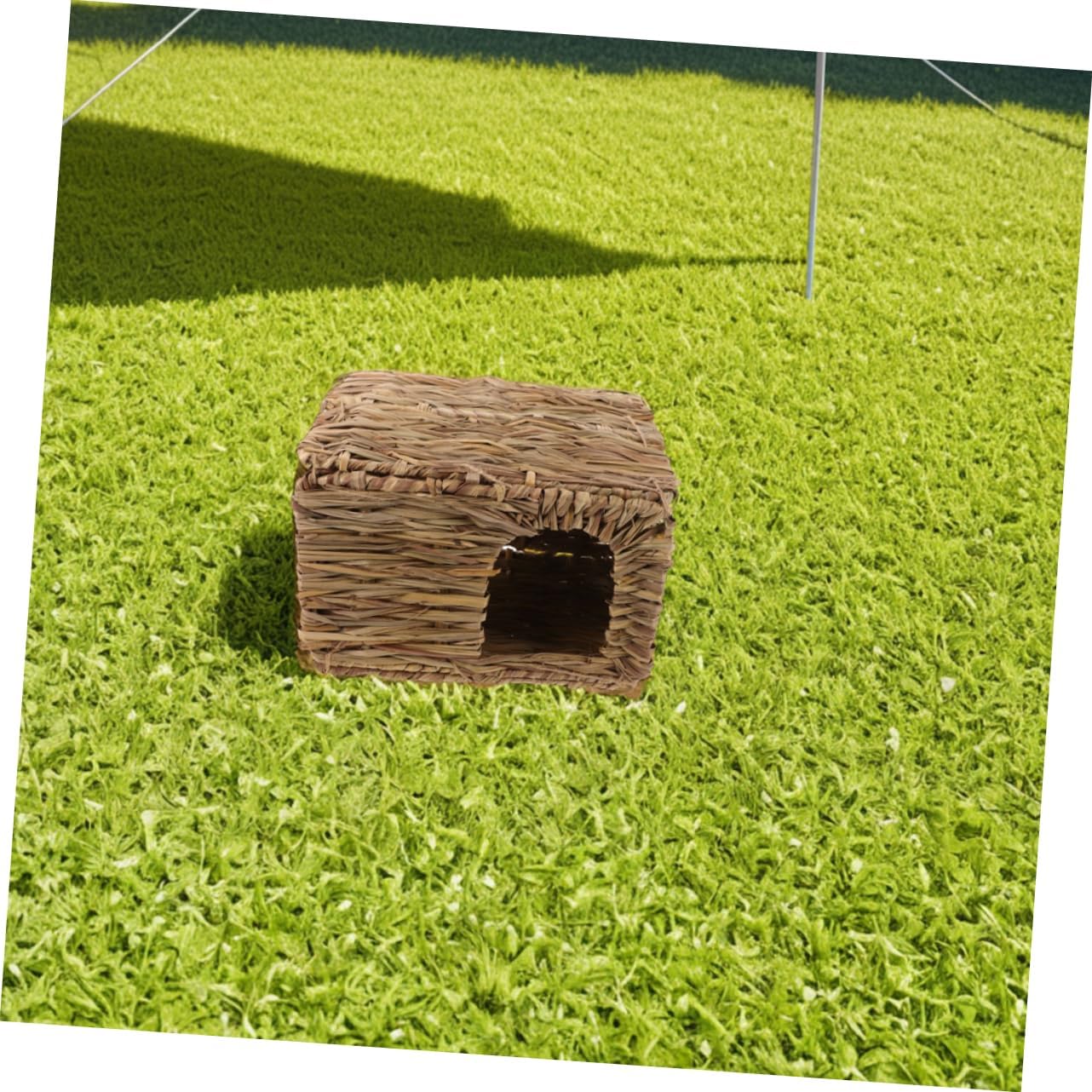 2PCS Grass House Foldable Hideaway for Small Animals Handmade Guinea Hut Sturdy Grass Bed for Indoor Outdoor Use Portable Versatile Pet Hideout