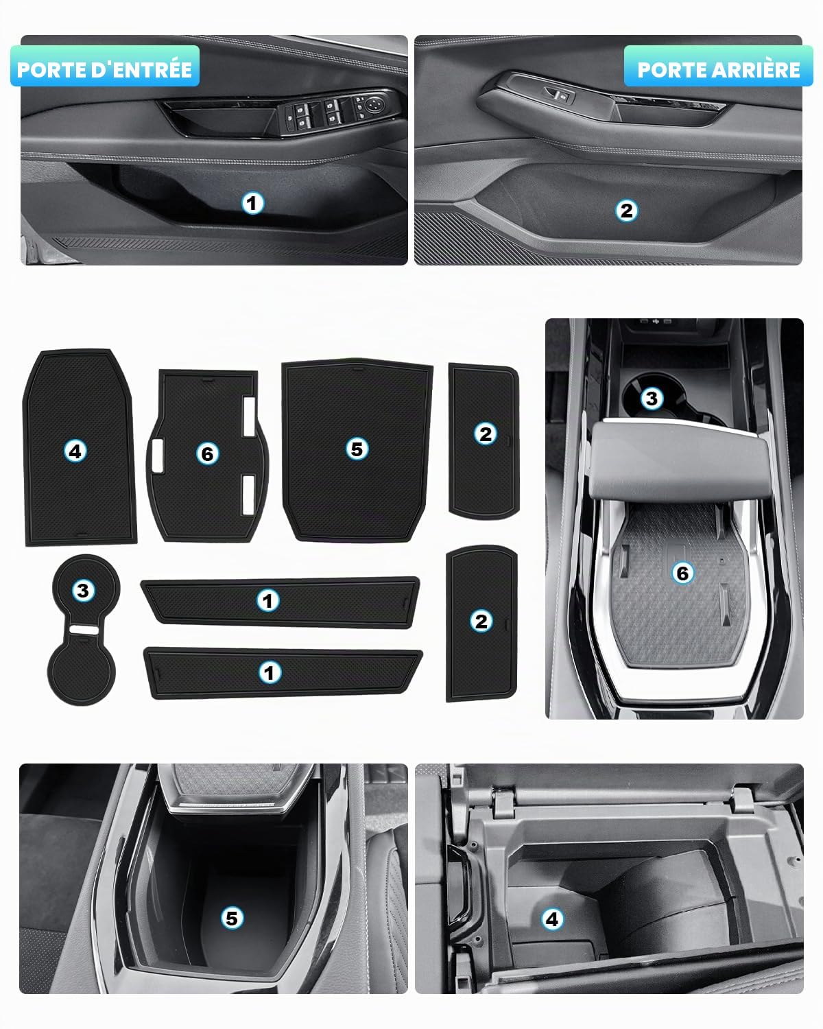 CDEFG Compatible avec Renault Rafale 2024 2025 Tapis en Caoutchouc Anti-poussière Antidérapant, Rafale Porte Console Centrale Tapis Rafale E-Tech 2024 Accessoires (Noir)