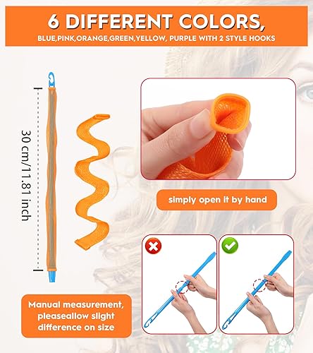 Miniatura 3 de YEVYO 38 rizadores de pelo sin calor, rizadores en espiral, sin daños por calor, rizos sin calor con 2 juegos de ganchos de peinado, para mujeres y