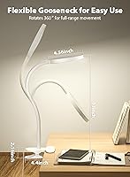 Vista 4 de deeloop LED Clip on Light,100% Infinite Dimmable Reading Book Lights in Bed Headboard, 450LM Touch Control Desk Lamp with Clamp, Eye-Care 3