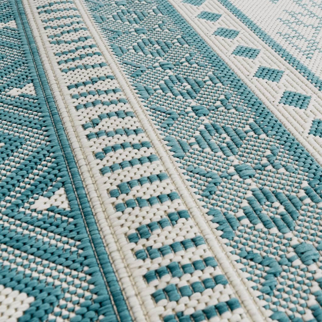 Dywan zewnętrzny do trawnika i ogrodu, kolor Aqua and White, 100 x 200 cm, dwustronny design, do domu i ogrodu