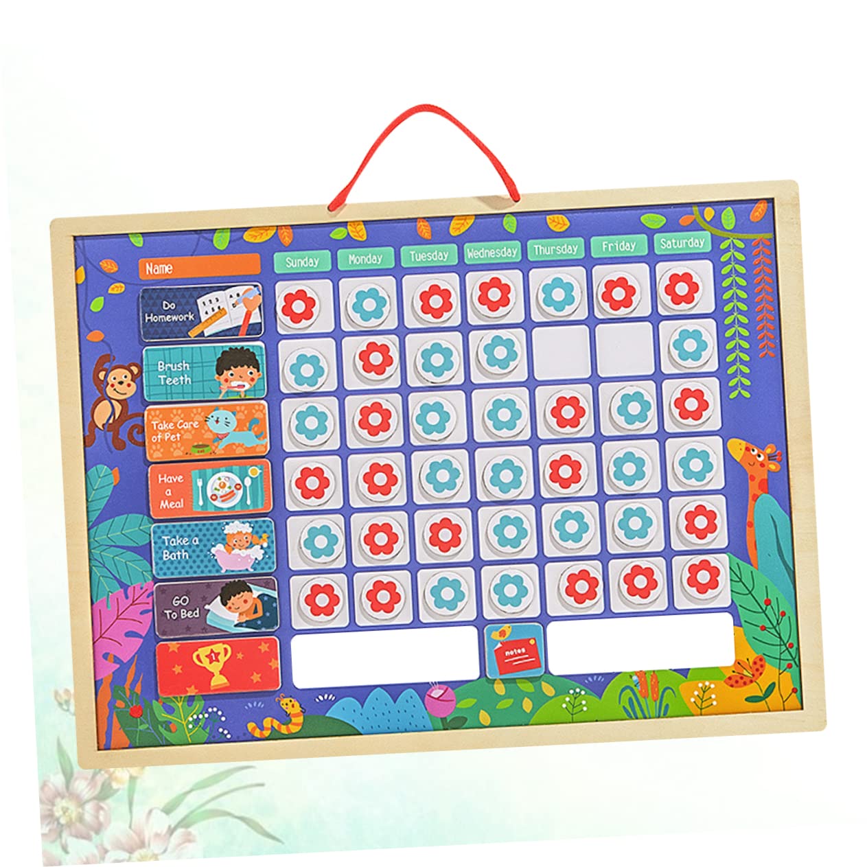 Tofficu Tabla de Recompensas Estándar para Niños de Madera y Colgante | Registro de Crecimiento, Tablero Reutilizable para Escribir, Enseña Organización y Hábitos