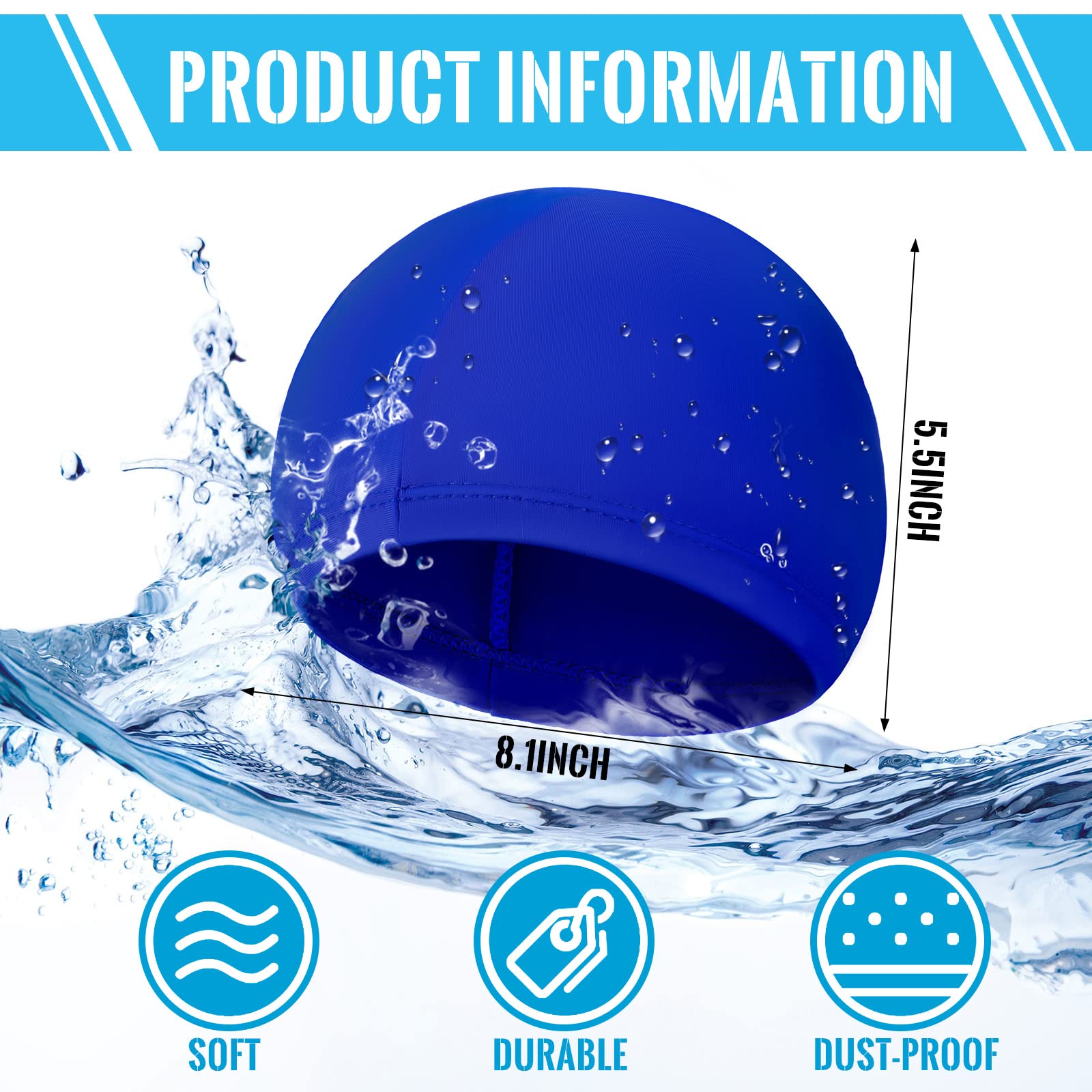 2 cuffie da nuoto per bambini, ragazze, ragazzi e adulti, comode, leggere, super elasticizzate, non tirano, per capelli lunghi e corti (giallo/nero