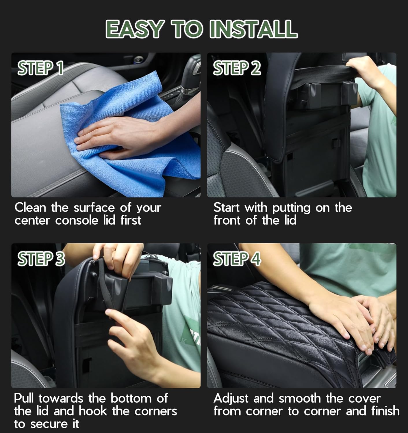 Sinvanho Center Console Cover Compatible with Ford F150 2015-2020, F250 F350 F450 2017-2022, Expedition 2018-2024, PU Leather Armrest Box Cover, Truck Interior Accessories, Anti-Scratch Protector