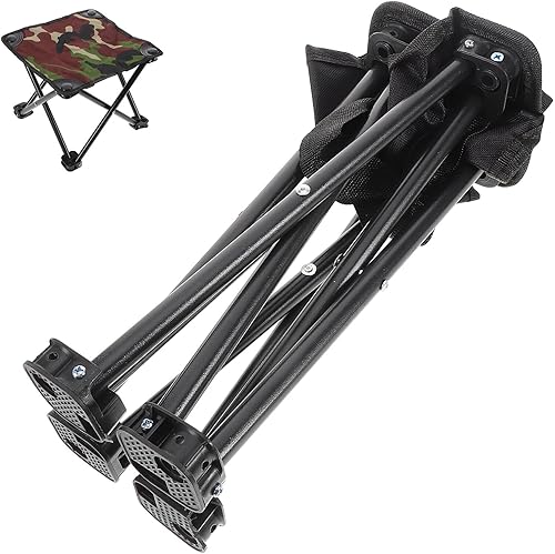 POPETPOP Mini taburete de jardín plegable portátil con camuflaje y marco, asiento ligero al aire libre para camping, pesca, senderismo, jardinería,