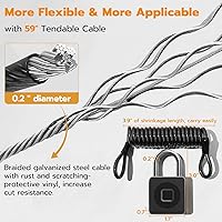 Vista 4 de Pothunder Cerradura de huellas dactilares con aplicación, candado biométrico sin llave de cable de acero, resistente al agua inteligente