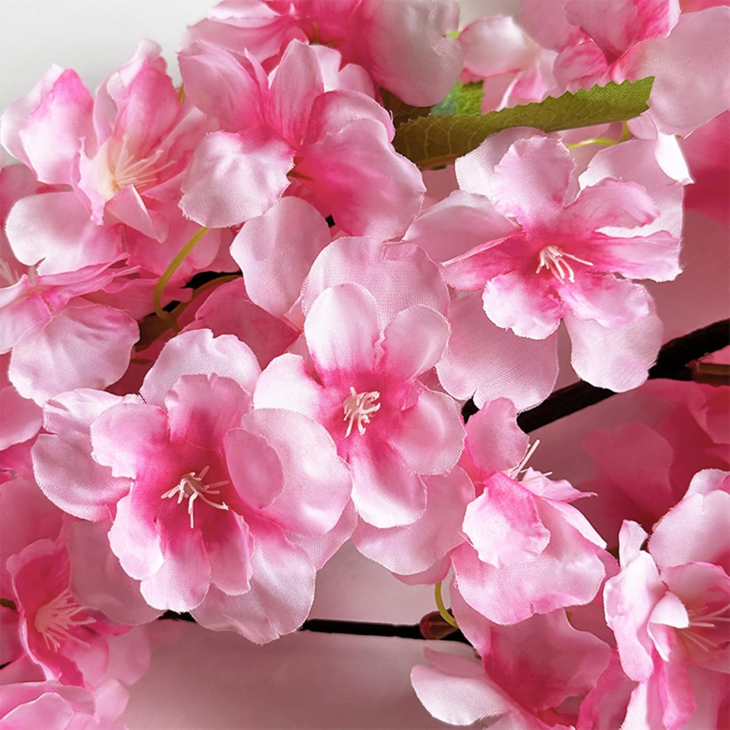 5-piece set of artificial cherry blossom branches for spring and summer interior decoration, artificial flowers suitable for DIY garden home, wedding, family office, party 33.5 inches (deep pink)