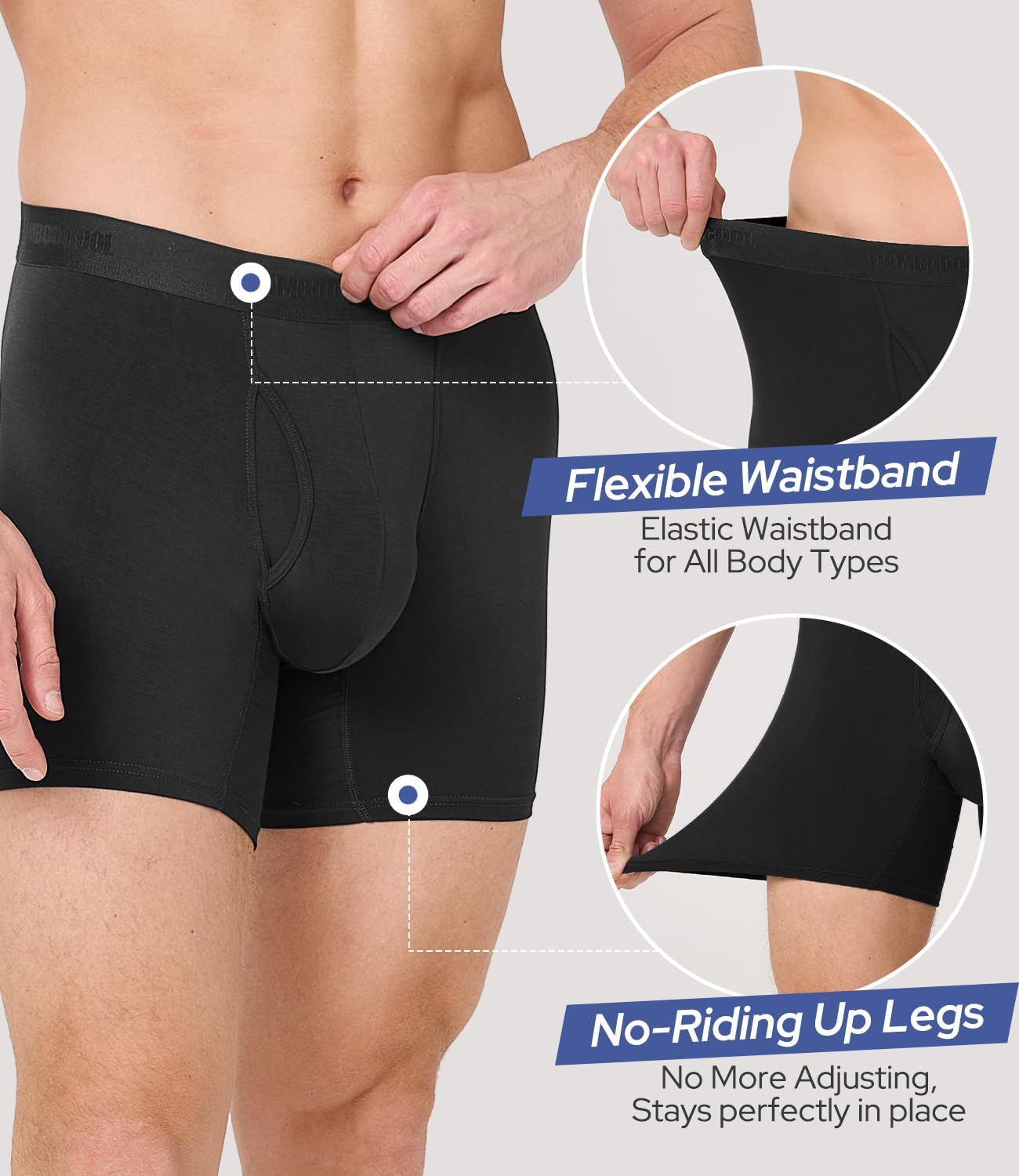 BAMBOO COOL Mens Underwear Ultra Soft & Breathable Boxer Briefs Moisture Wicking Tagless 3D Pouch 4 Pack - Image 4