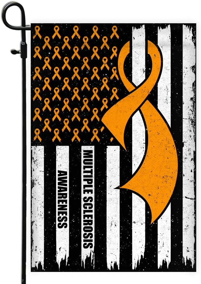 Faith Hope Love Butterfly Multiple Sclerosis Awareness Flag Orange Ribbon (28" x 40") USA House Flag Premium Decorative Yard Outdoor Flags
