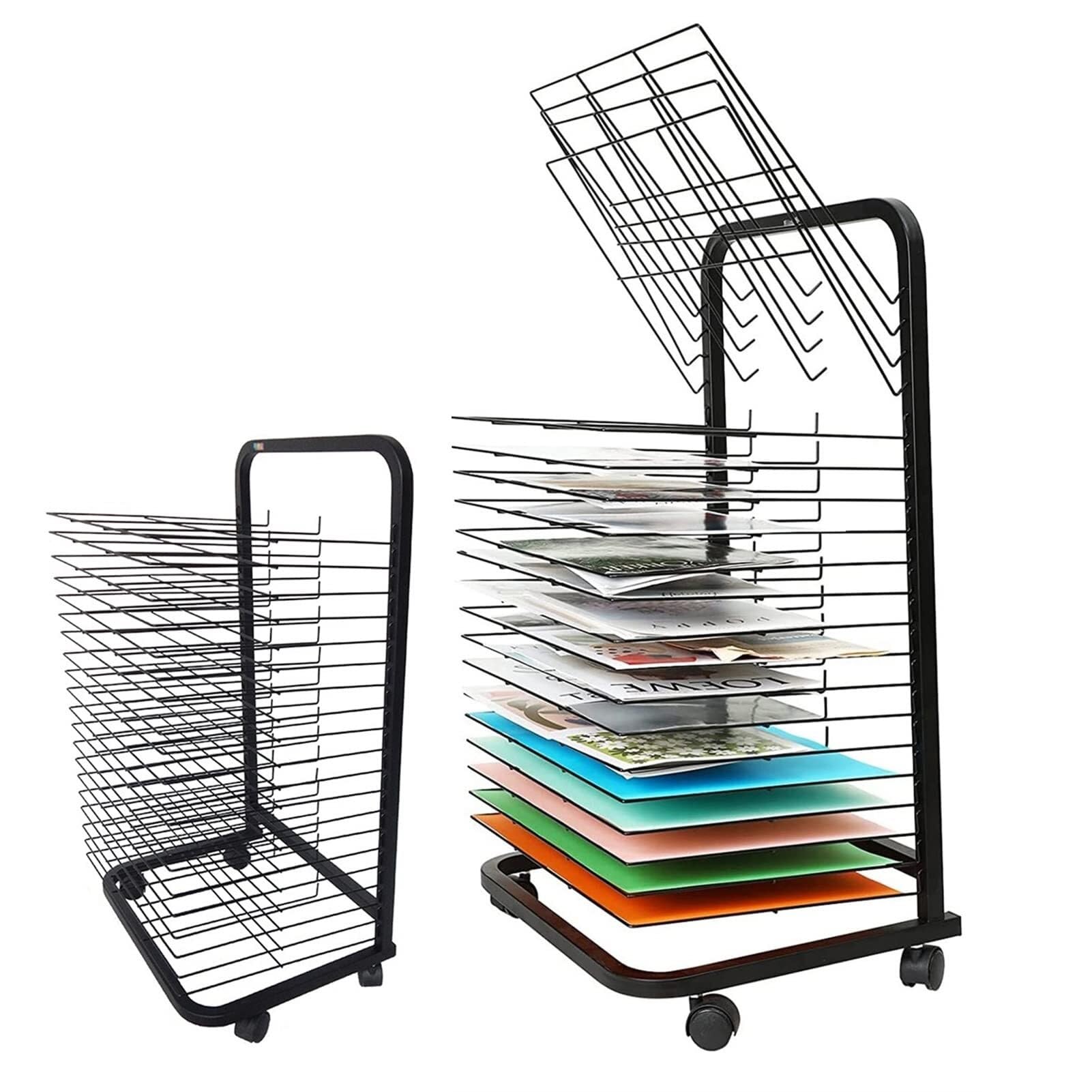 PPXCZZ Wire Art Drying Rack with 20 Shelves, Mobile Metal Art Cart with Wheels, Stackable & Space-Saving for Classroom and Studio(20 Shelves)