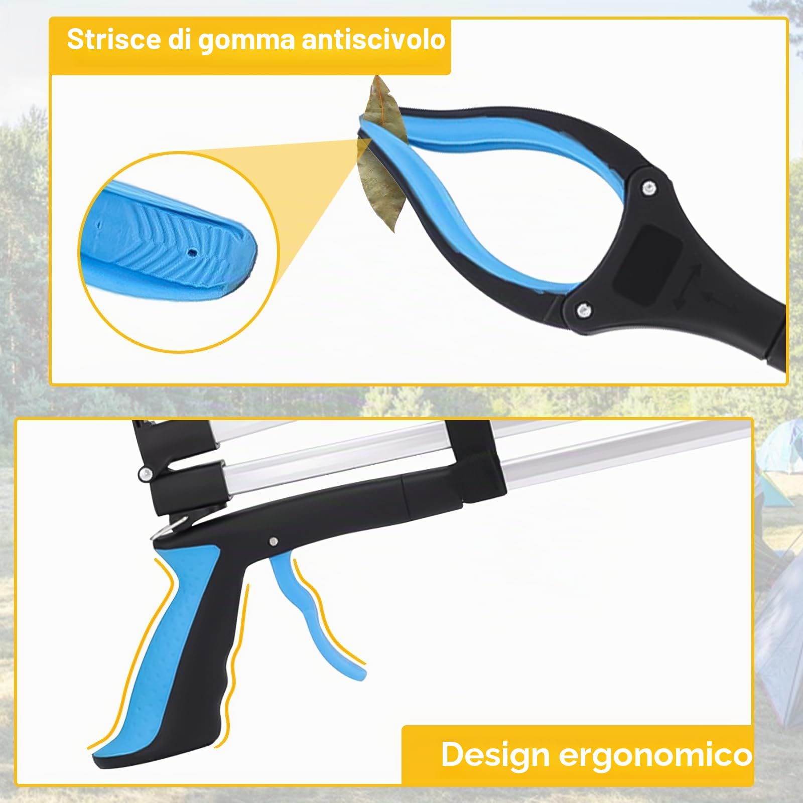2pcs Pinza Raccogli Oggetti Pieghevole,109cm Pinza Telescopica Pieghevole,Testa Rotante a 360 Gradi,Bastone a Braccio con Punta Magnetica a Forte Presa,Portatile Pinza Raccogli Rifiuti Pinza Morsetto