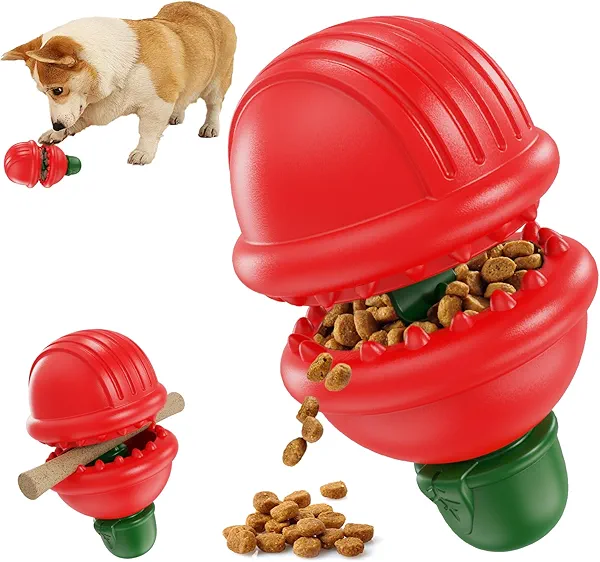 COSOWO Dog Chew Toys for Aggressive Chewers, Bully Stick Holder, Non-Toxic Durable Dog Puzzle Toy, Teething & Interactive Venus Flytrap Design, Gift for Dogs, Red