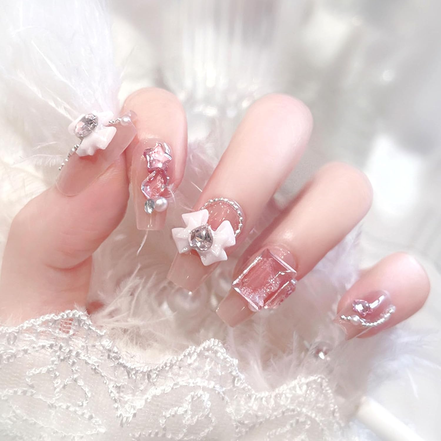Ombre Coffin Press on Nails - Blush Gradient Design