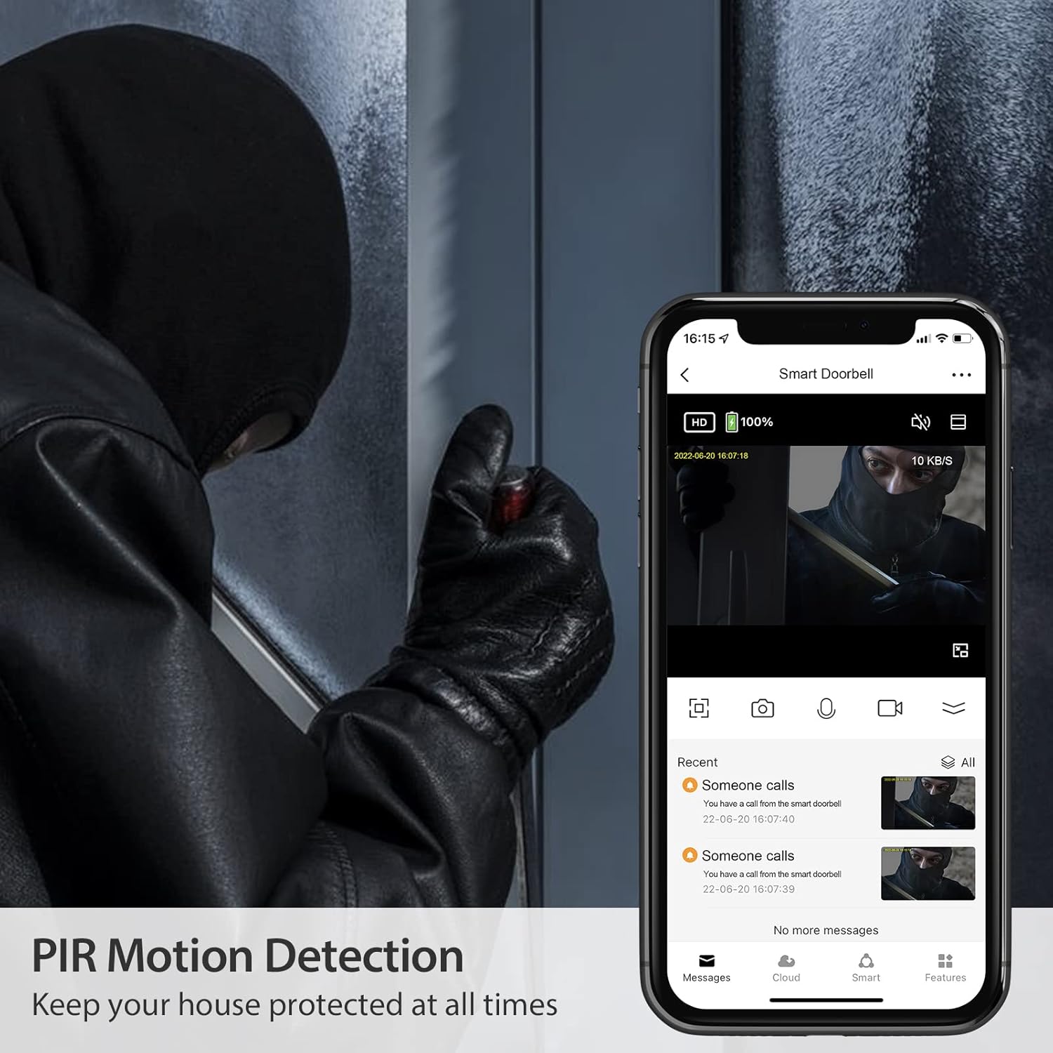 NGTeco D500 Series Video Doorbell motion detection feature.