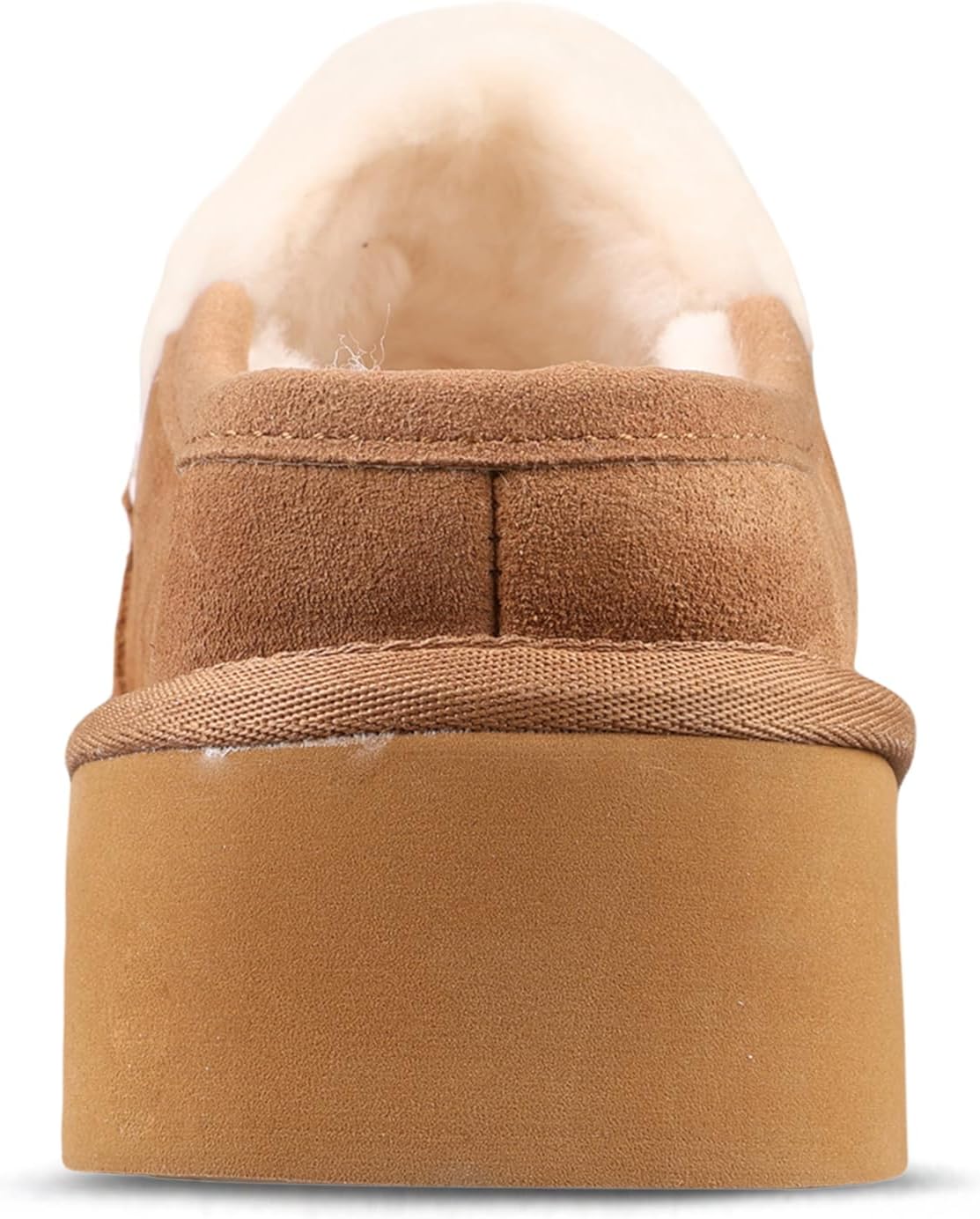 mykos Women's Cassie Suede Slip-On Platform (1.65") Mule - Water & Stain Resistant - Sheepskin Lined Slipper - Fashionable, Cozy for Lounging and Casual Wear