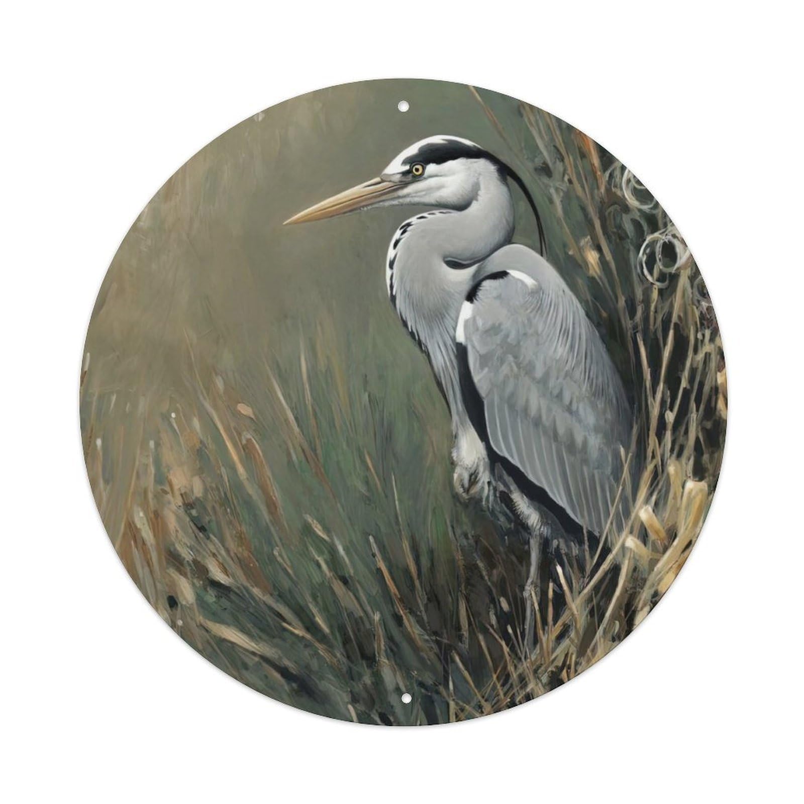 Animal Artwork Grey Heron Vintage Metal Tin Sign Plaque Wall Decor for Cafe, Club Bar, Office, Garden Metal Poster 8x8Inch