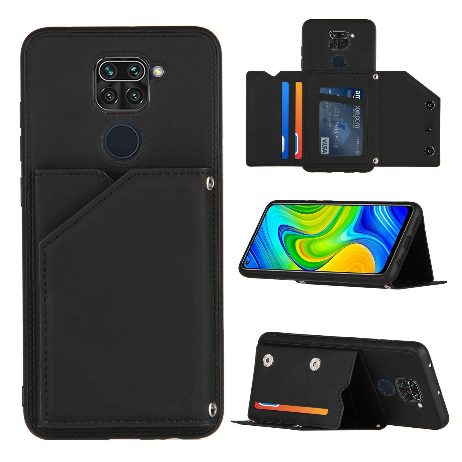 Vaitasy Custodia per Xiaomi Redmi Note 9S/Note 9 Pro 4G Pelle PU Cerniera Custodia a Portafoglio per Redmi Note 9 Pro 4G Custodia con Magnetica Flip Stand Case Cover Verde