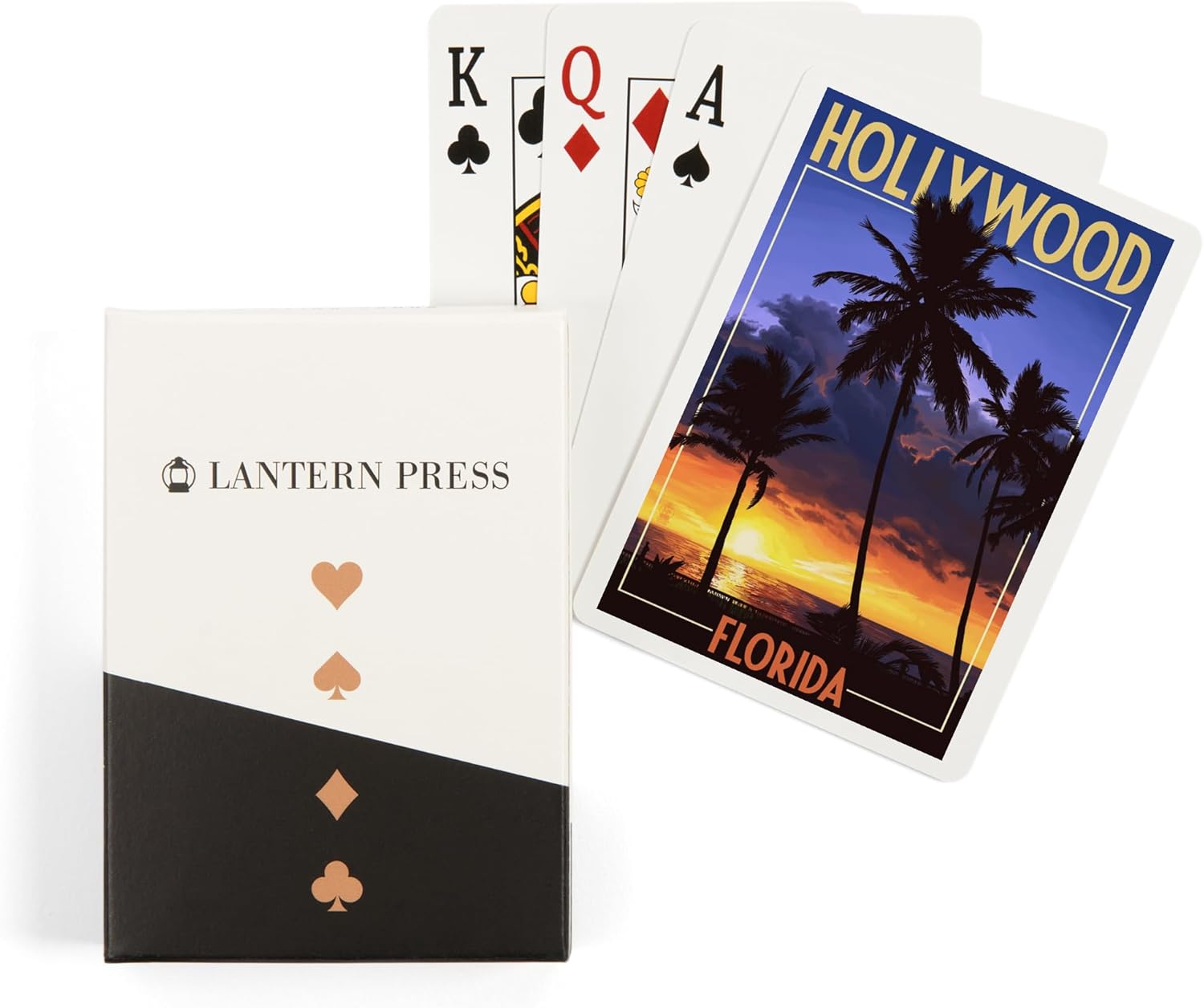 Lantern Press Hollywood, Florida, Palms and Sunset, 52 Playing Cards for Adults, Poker Size Card Deck