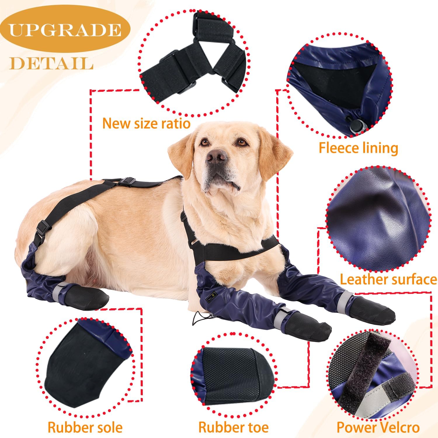 yucca Rubber Dog Boots for Paws, Easy-On Pet Suspender Boot Leggings, Anti Slip Dog Socks, Reusable Waterproof Dogs Booties, Protect Paws from Rain, Snow, Slush, and Snow Melt