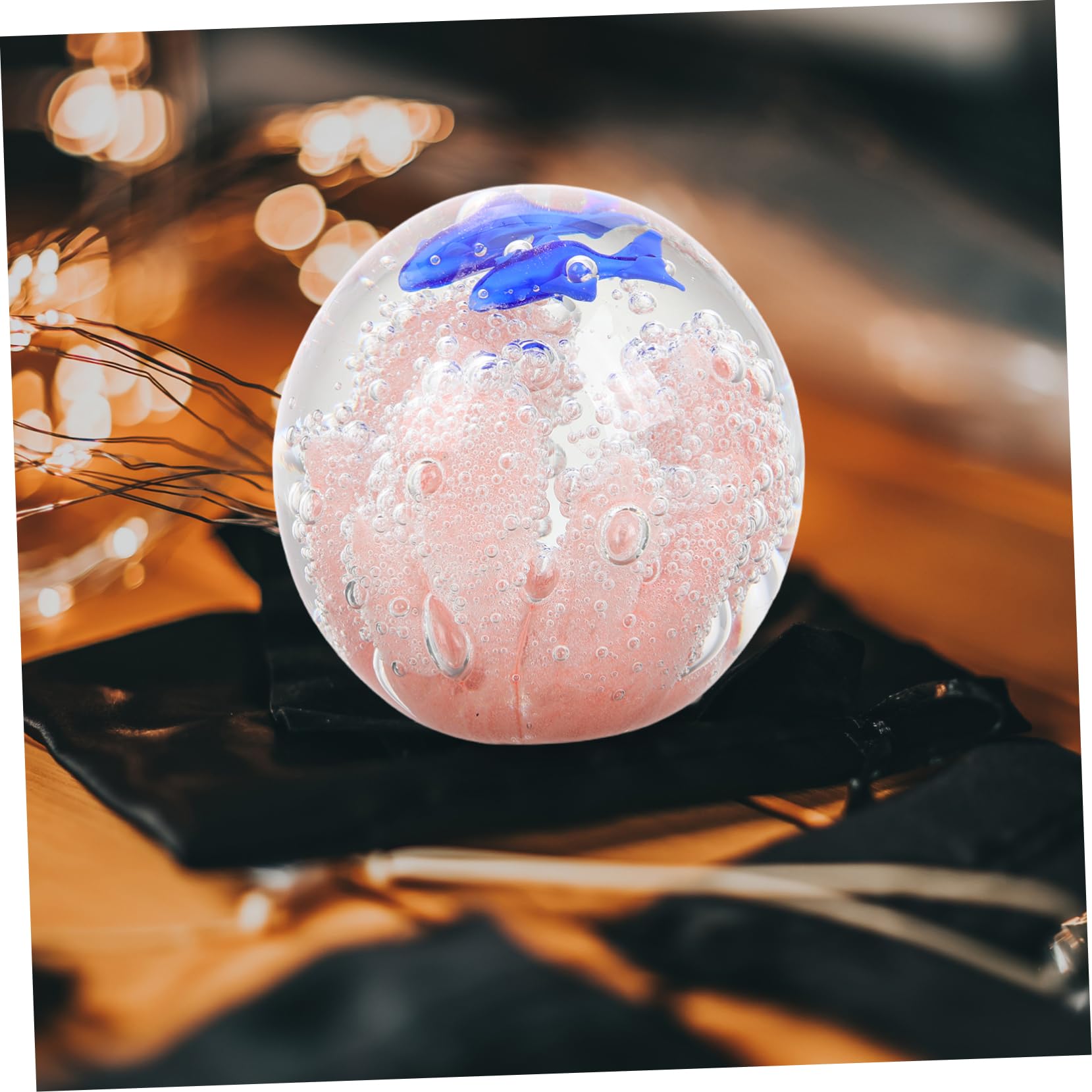 Sfera in Vetro Forma di Barriera Corallina Decorazione per Acquario Animali Marini Scultura di Pesci e Coralli Sfera in Vetro Corallo Ornamento per Acquario Soffiato Mano