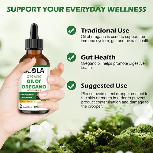 Miniatura 3 de SCOLA Organics Oil of Oregano Liquid Drops | 2 fl oz (2.0 fl oz) | Apoyo inmunológico concentrado a base de plantas | Sin alcohol, orgánico, sin