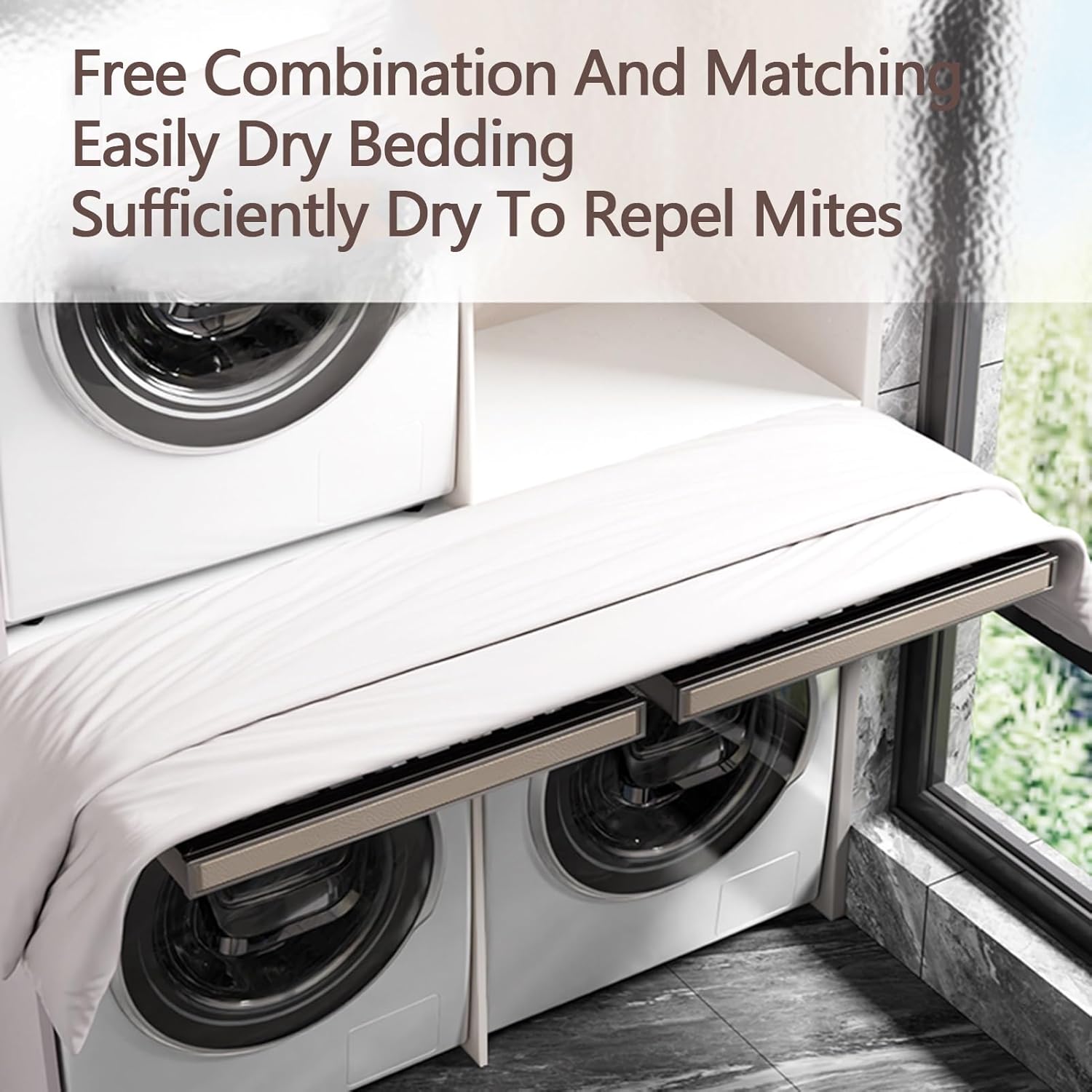 Retractable Pull-Out Pants Drawer & Wardrobe Basket, Ideal for Drying Clothes Above Washing Machine, Adjustable Size (660-720mm)