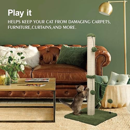 Miniatura 3 de MECOOL Poste Rascador para Gatos de 34" de Alto Premium Basics Rascador de Gatitos Postes Rascadores de Sisal con Bola Colgante para Gatos de