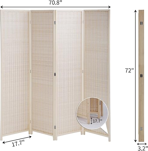 Miniatura 9 de Divisor de habitación, pantalla de privacidad plegable, 4 paneles de 72 pulgadas de alto, divisor de separación de habitación, diseño de malla de