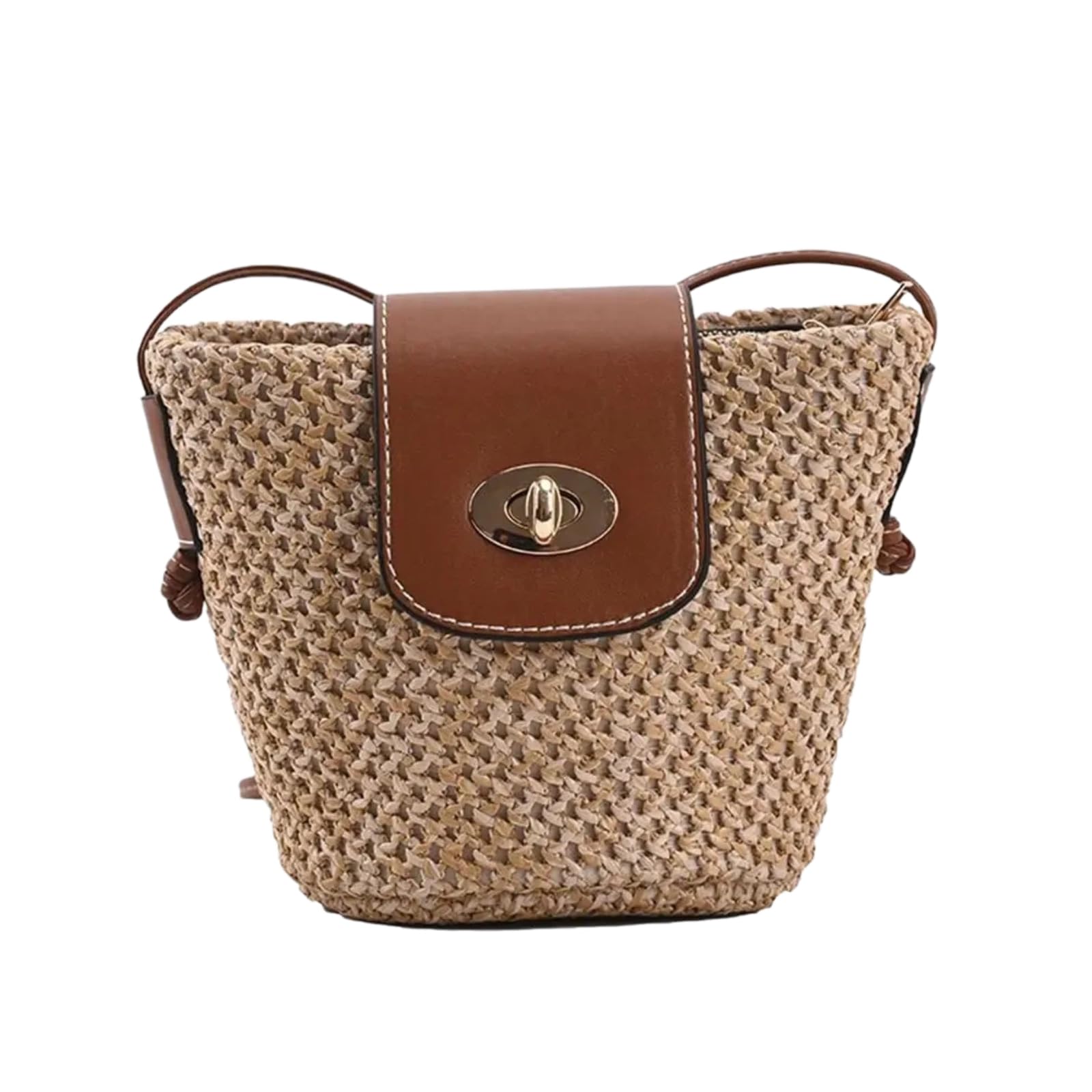 Strohtasche Trendige handgemachte Bohemien-Style Crossbody-Tasche Beach für Frauen(L)
