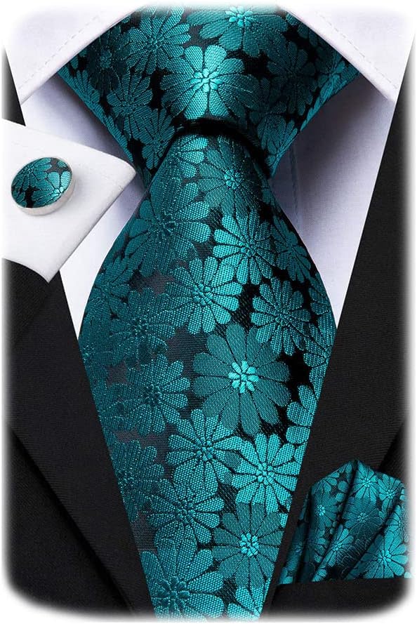 Hi-TieClassic Blue Woven Silk Tie Necktie Set Wedding Tie For Men