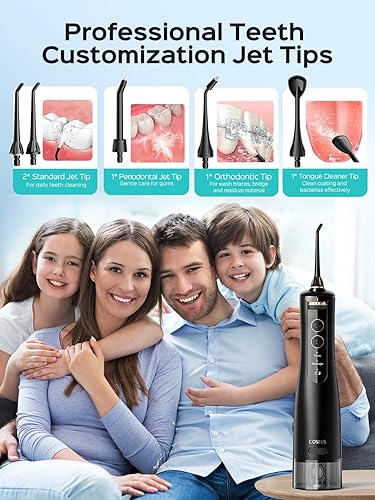 Miniatura 9 de COSLUS Irrigador dental portátil para dientes 10 ajustes de presión Selección dental de agua profesional para ortodoncia, aparatos ortopédicos y