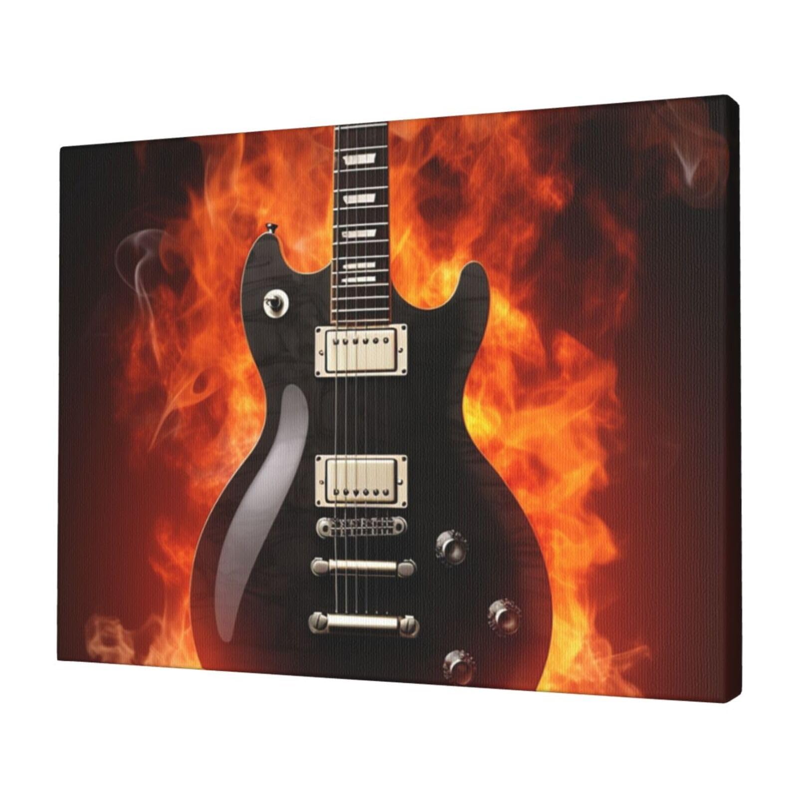 FodPand Canvas Wall Art for Living Room Wall Decor 12"x16" Modern Artwork Painting Pictures Hanging Canvas Prints Rock Guitar Aesthetic Wall Art for Bedroom Bathroom Office Wallart Decor