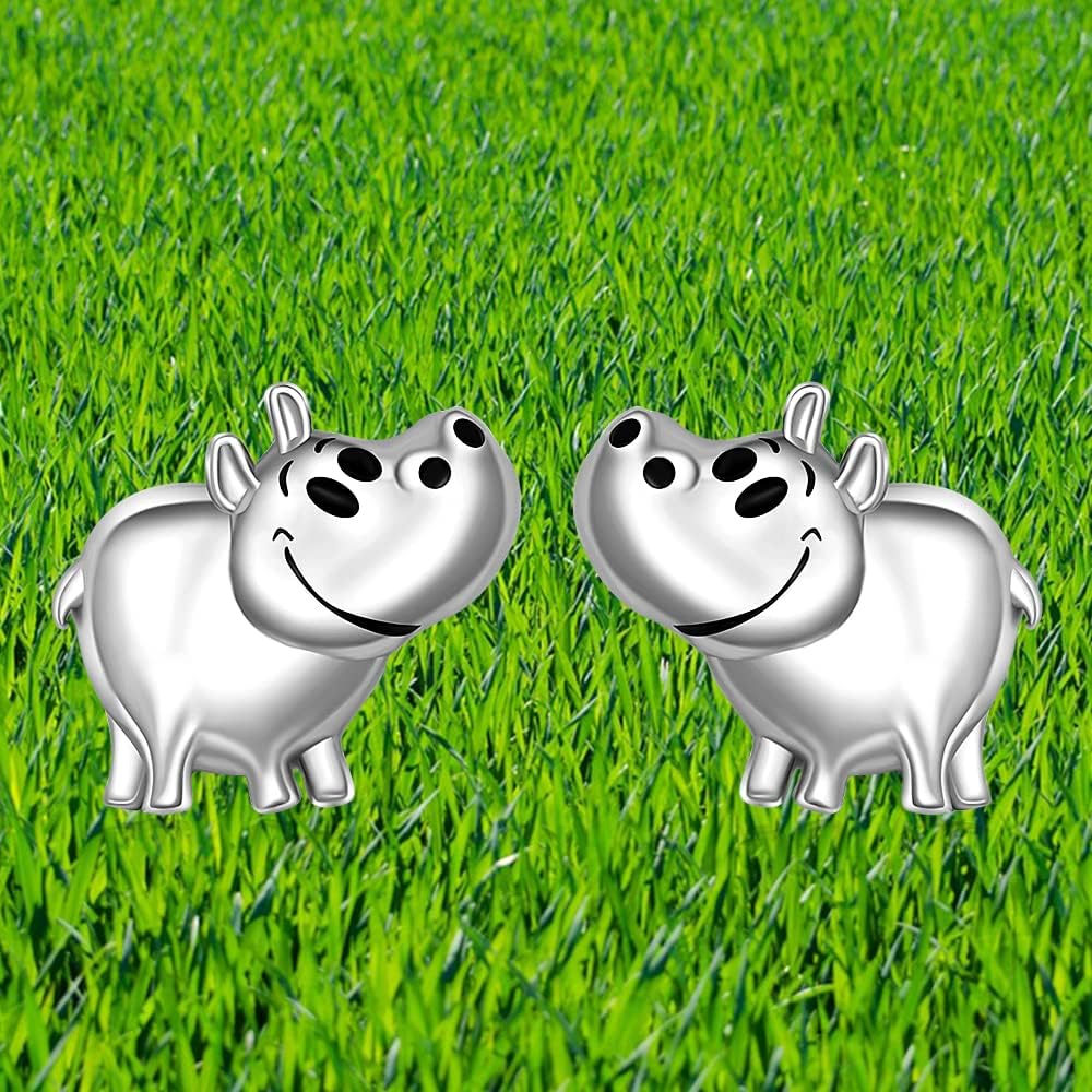 Hippo Earrings for Women Sterling Silver Cute Animal Earrings Hippopotamus Studs Holiday Christmas Hippo Gifts - Image 5