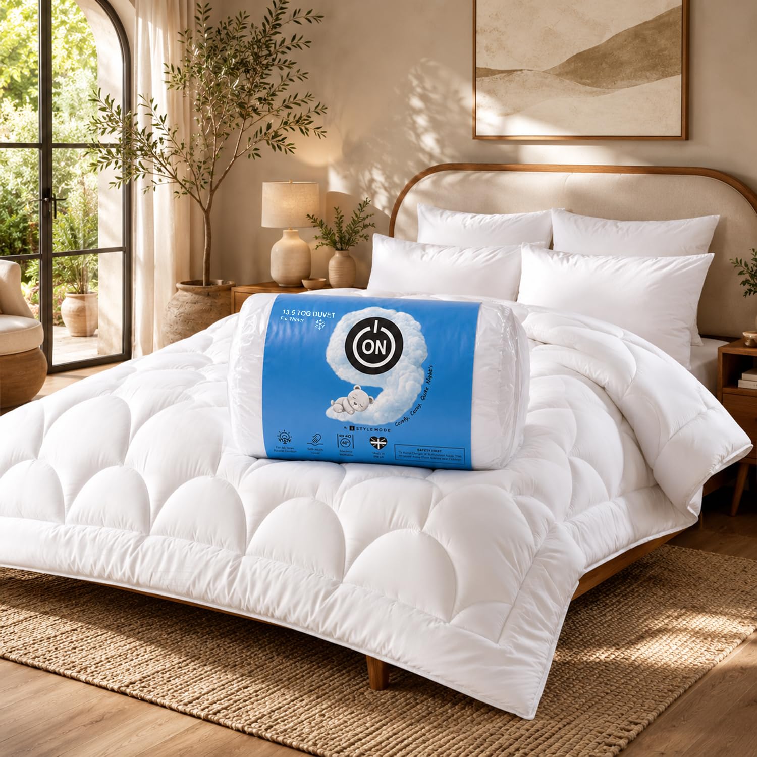 King Duvet 7.5 Tog, All Year Round Duvet with Soft Microfibre Cover, Anti Allergy Hollowfibre Filling, Breathable Spring Summer Quilt, Feels Like Down, Machine Washable (225x220cm)