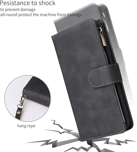 Miniatura 7 de LBYZCASE Funda de teléfono para Galaxy S20, Samsung S20 5G, funda de piel con tapa de lujo, bolsillo con cremallera, correa para la muñeca, función